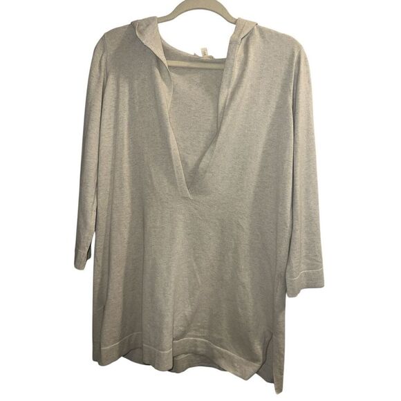 ✨Eileen Fisher Cotton & Cashmere Hooded Cream Sz Small Sweater✨ - Picture 5 of 9